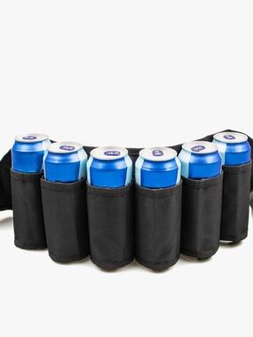NWOT Men's Black Beer Can Belt - Hands-Free Beverage Carrier
